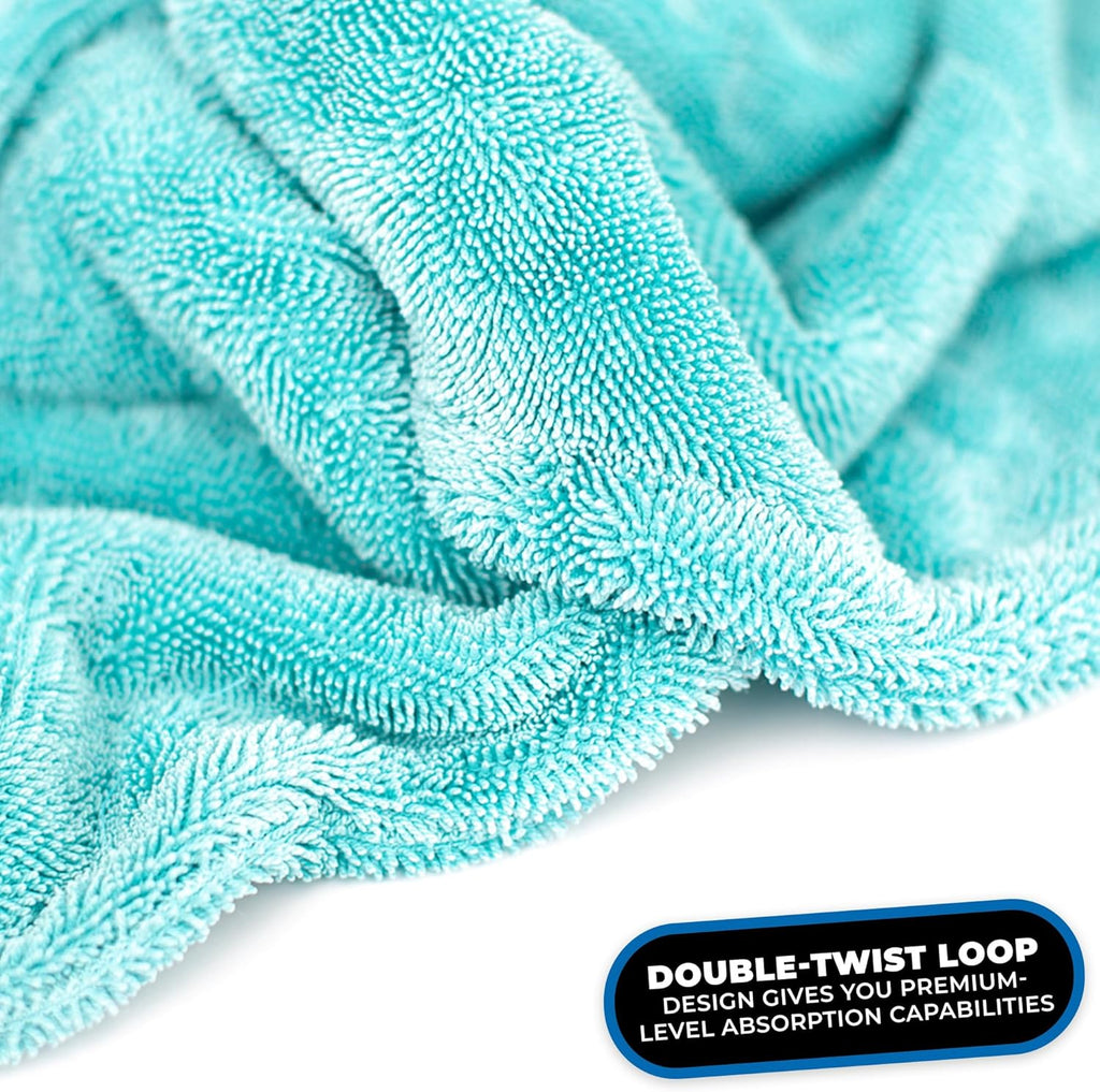 , the Liquid8R, Absorbent 70/30 Blend Microfiber Drying Towel for Cars, Trucks, and Suvs, Safe for Detailing, Scratch-Free, Twist Loop, 1100 GSM, 25X36 Inches, Aqua Blue