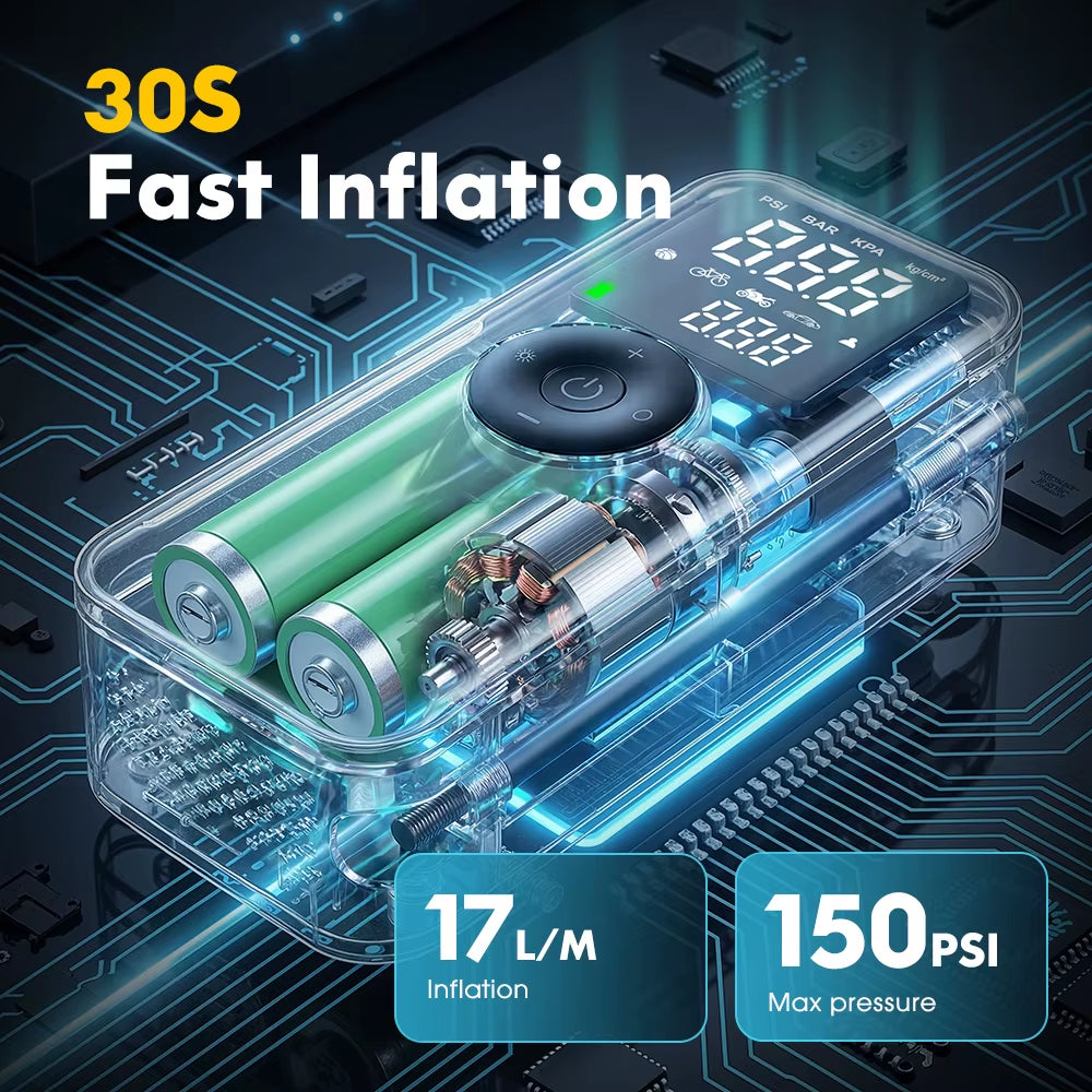 Portable Tire Inflator Rechargeable Electric Inflator for Car Bicycle Digital Air Compressor Football Ball Inflator Pump