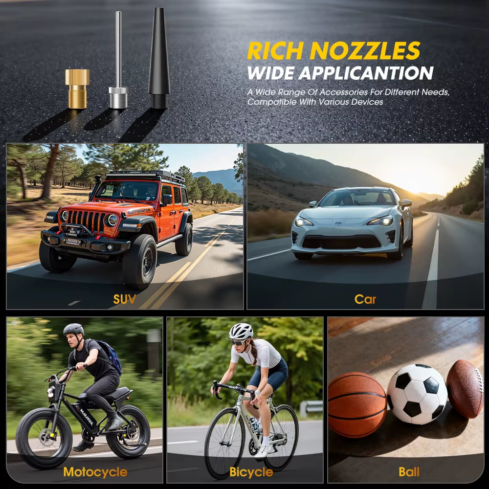 Portable Tire Inflator Rechargeable Electric Inflator for Car Bicycle Digital Air Compressor Football Ball Inflator Pump