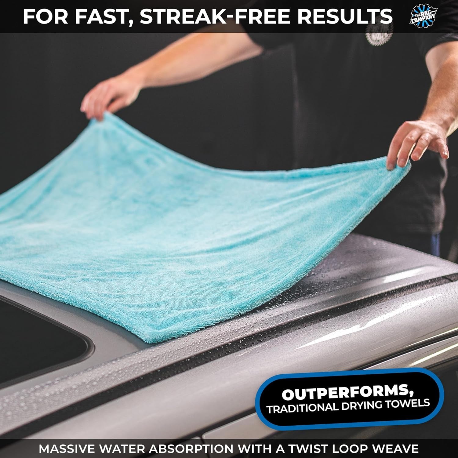 , the Liquid8R, Absorbent 70/30 Blend Microfiber Drying Towel for Cars, Trucks, and Suvs, Safe for Detailing, Scratch-Free, Twist Loop, 1100 GSM, 25X36 Inches, Aqua Blue